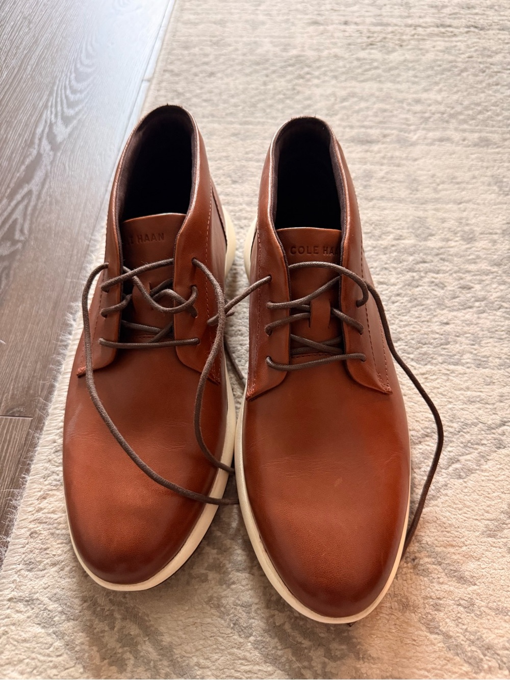 Cole Haan Men's Brown Leather Casual Lace-Up Chukka Boots